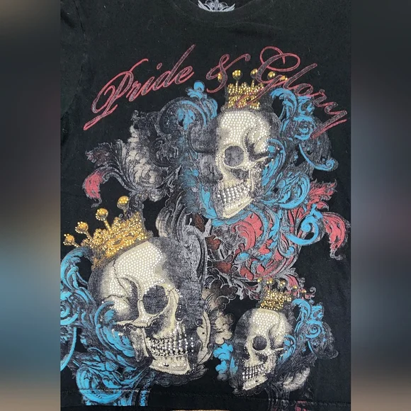 Xzavier Vintage Men's Pride & Glory King Skulls 💀 T-Shirt Size Medium - Picture 2 of 7